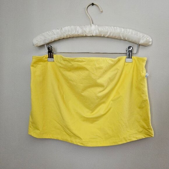 BP Tube Top Crop Strapless Solid Yellow Casual Summer Plus Vacation Neutral - Picture 10 of 10